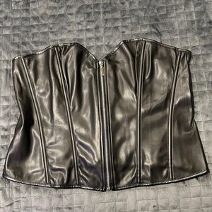 Faux Leather Corset | XXL | Front Zip Corset (lace-up back)